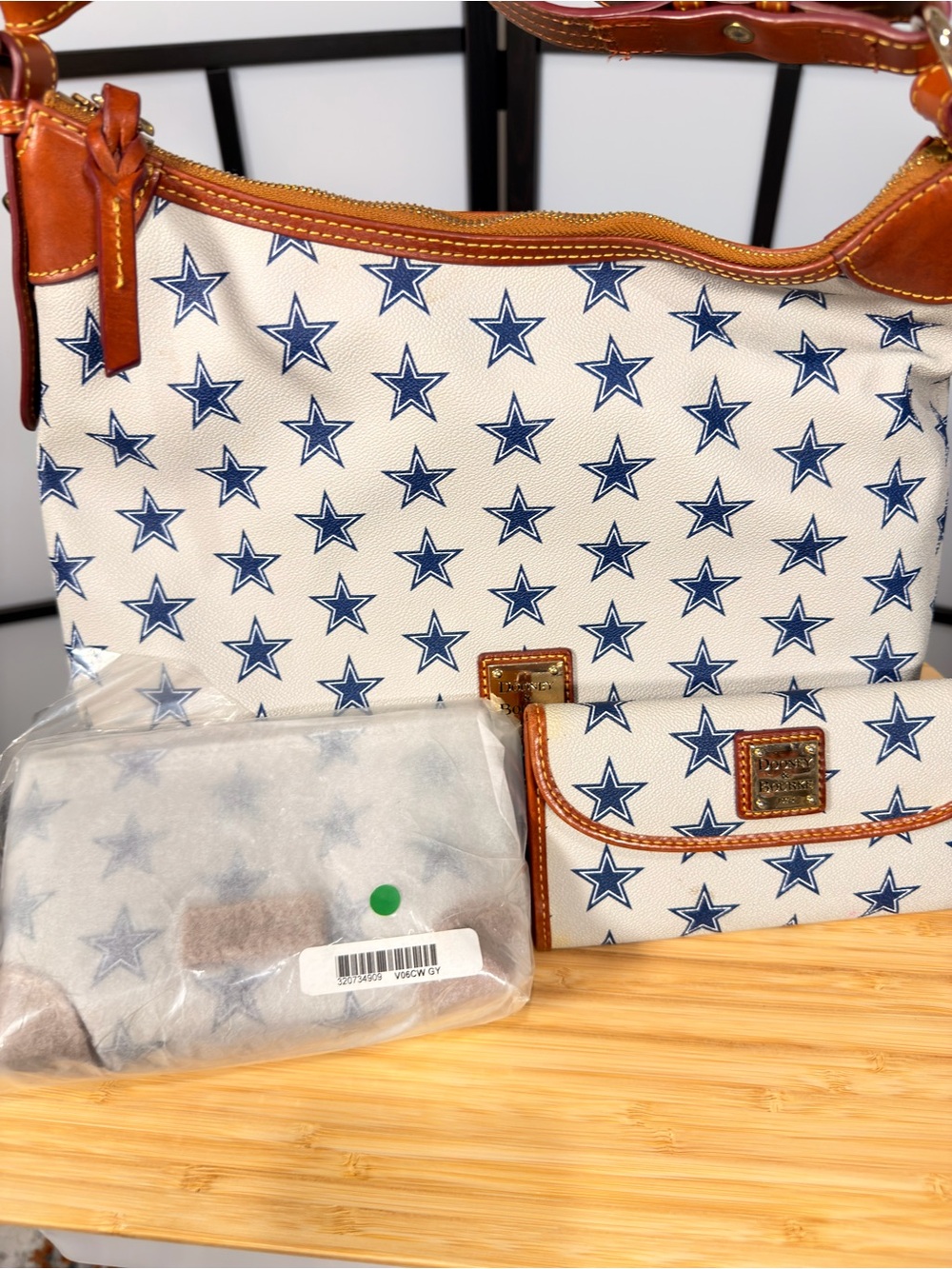 Dooney & Bourke Dallas Cowboys Football Purse And Wallet Set Grey Blue Brown